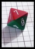Dice : Dice - 8D - Chessex Half and Half Red and Green with White Numerals - Gen Con Aug 2013